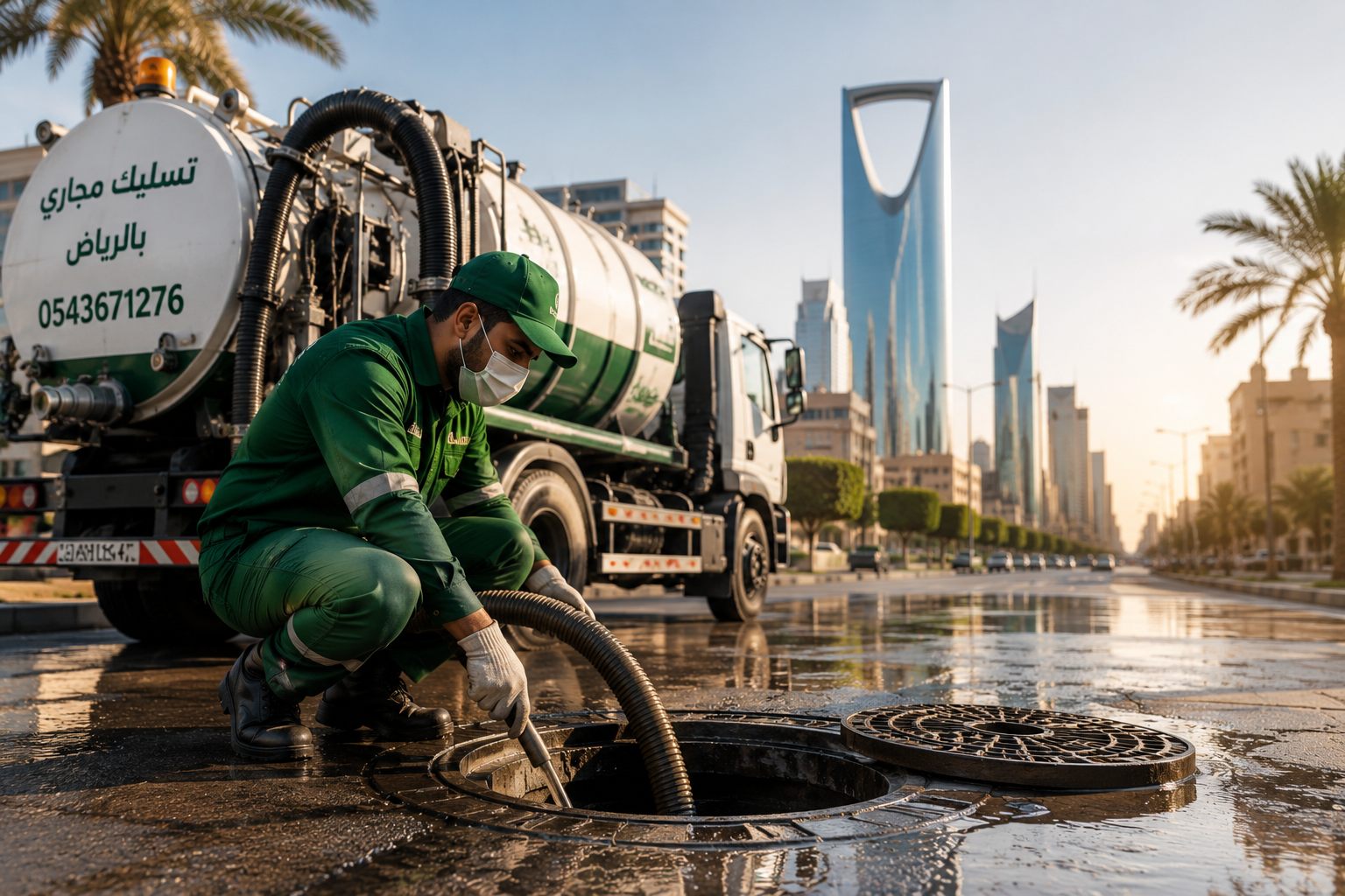 فني تسليك مجاري بالرياض مع سيارة شفط ومعدات حديثة